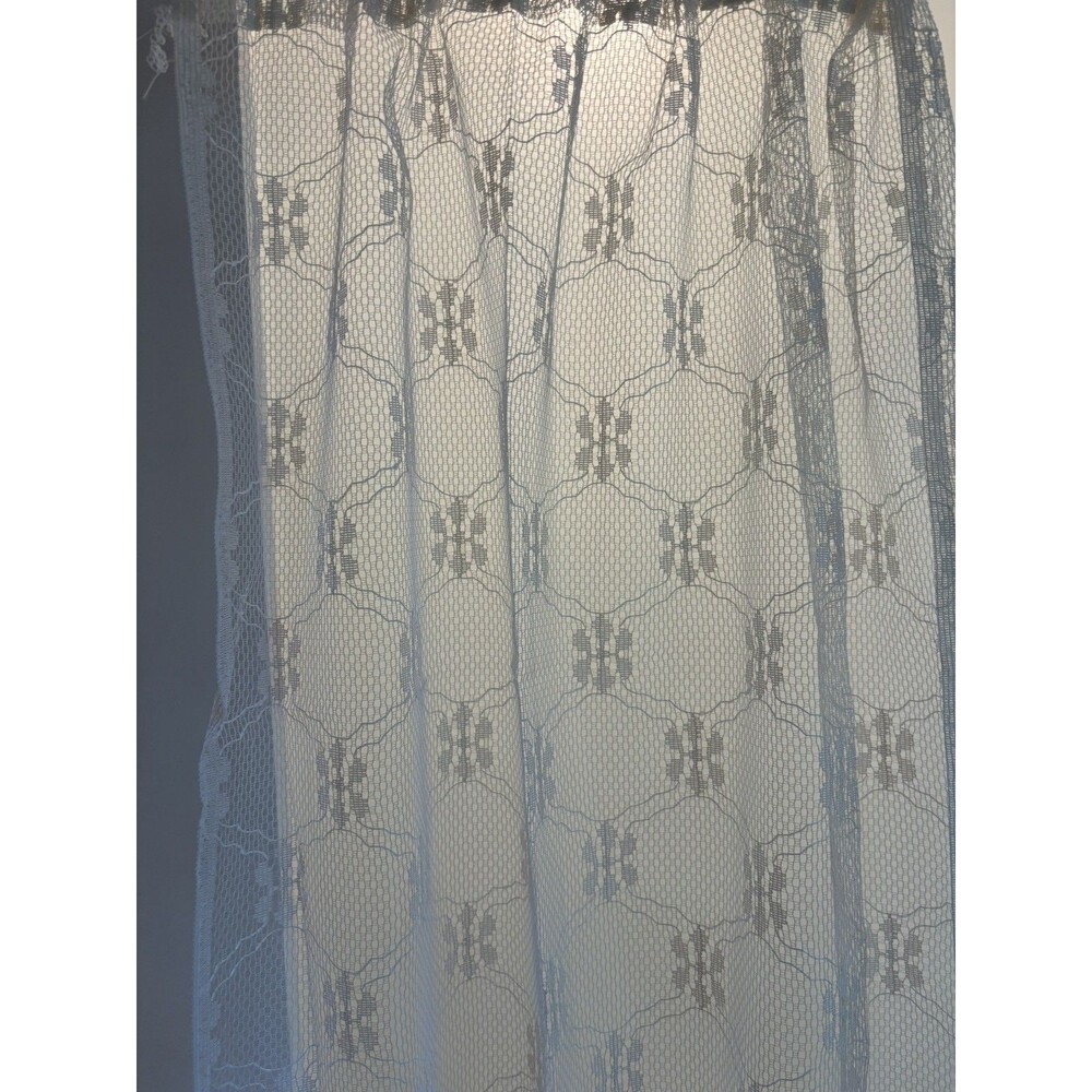 VTG Ivory Floral Lace 2 Panels Curtains 30” Wide  80” Long Granny Cottagecore